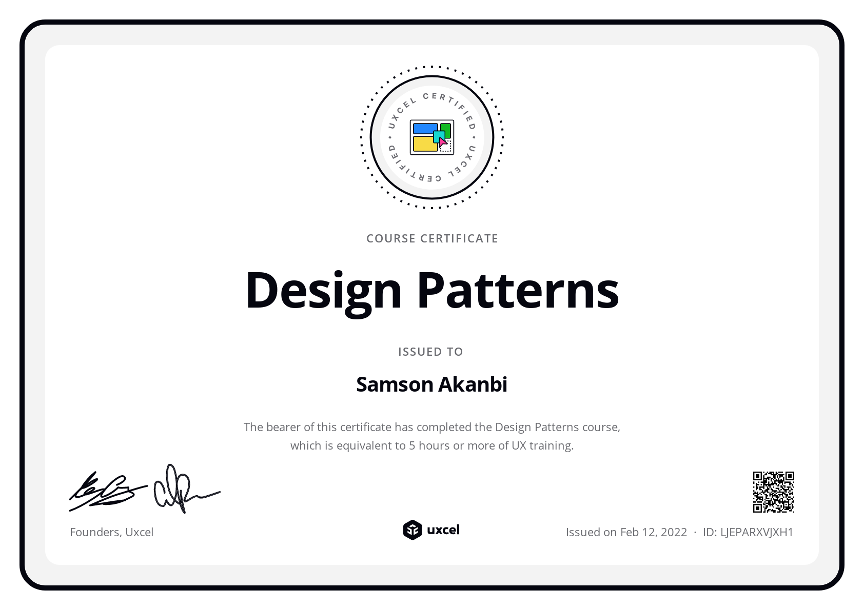 Samson Akanbi's certificate